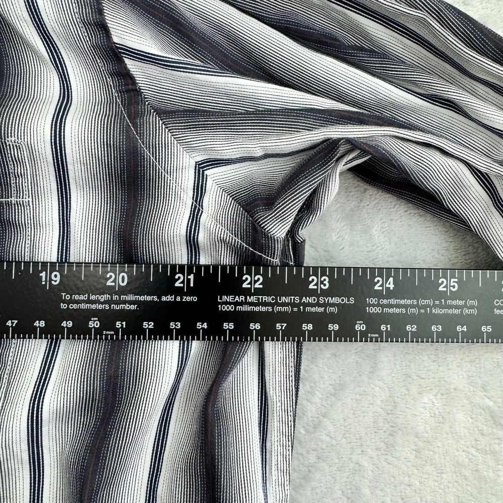 Tailorbyrd Shirt Mens Large Black White Striped Button Up Pocket Flip Cuff - Picture 11 of 12